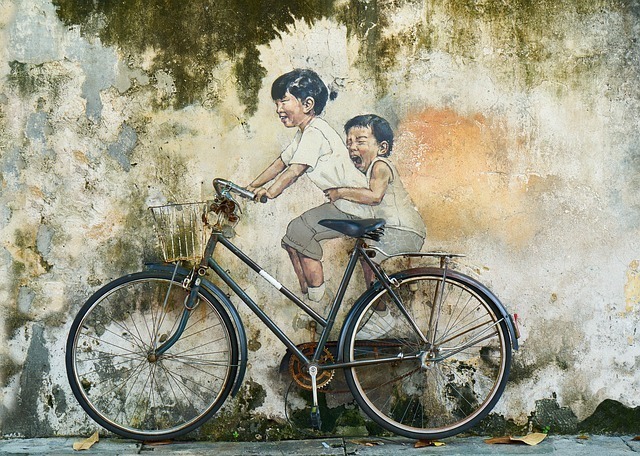 2人乗りをしている自転車の夢